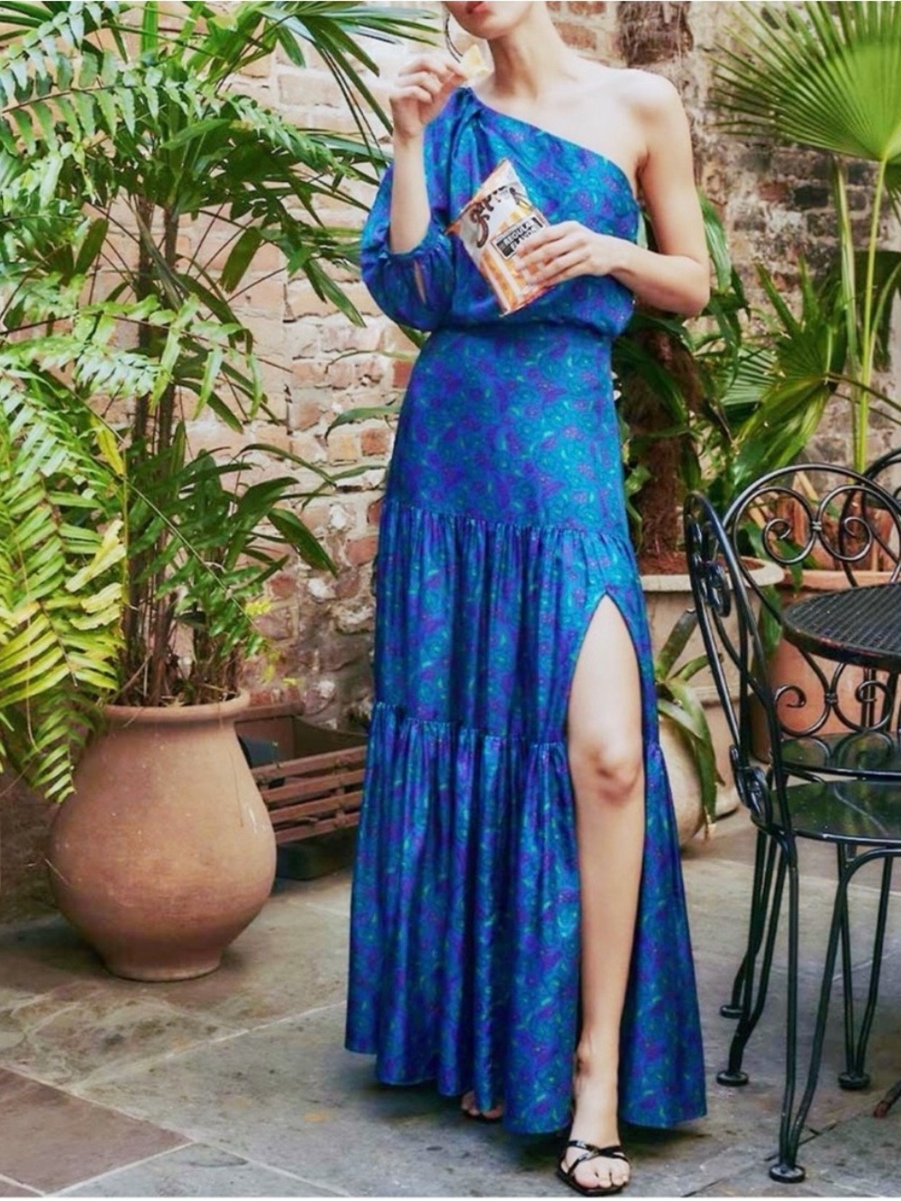 NEW Veronica Beard Serance 100% Silk Blue Floral Tiered Maxi Skirt